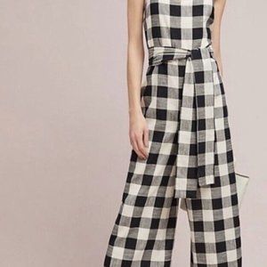 Anthropologie If By Sea Gingham Tie-Waist Jumpsuit Size Small